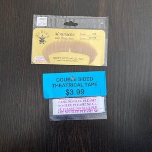 Blond Moustache & Double side Theatrical Tape-NWT